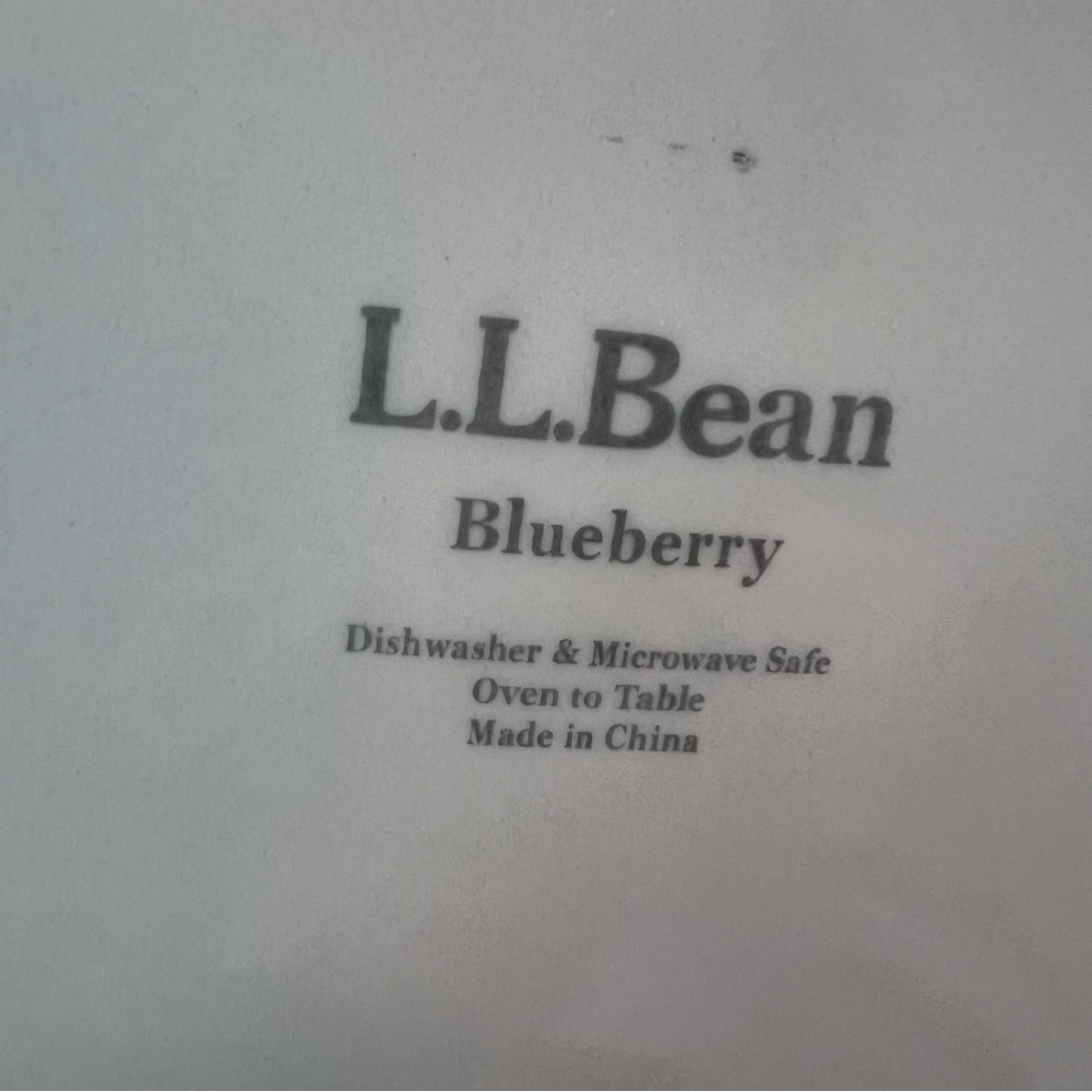 LL BEAN Blueberry Stoneware 11" Dinner Plate Lot Of 2 Blue Band - Picture 2 of 7